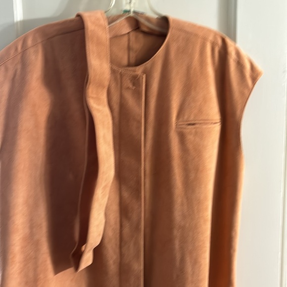Ultra Suede Shift. Peach Sz M Belted - Picture 4 of 5